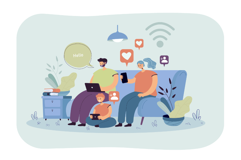 Family addicted to digital media