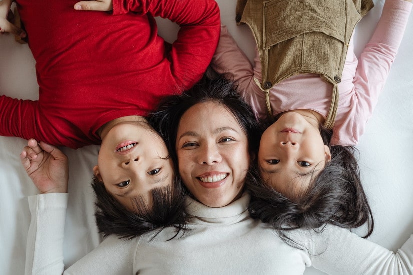 Mom with two kids