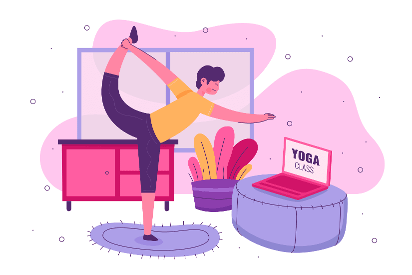 Person learning yoga online